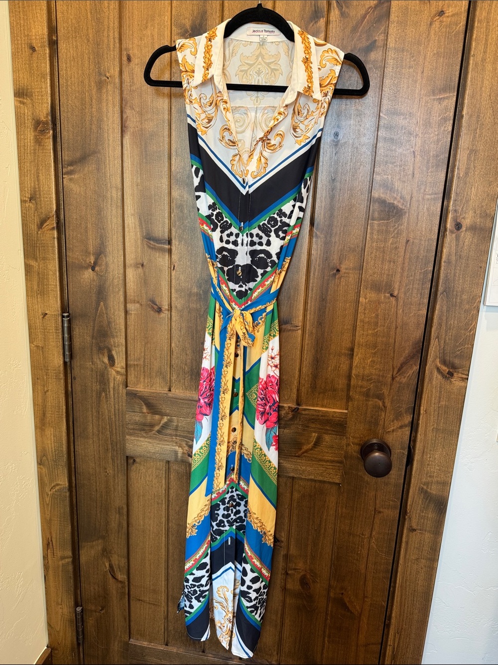 Jealous Tomato Multicolor Printed Maxi Dress - White, Blue, Green, Gold, Pink